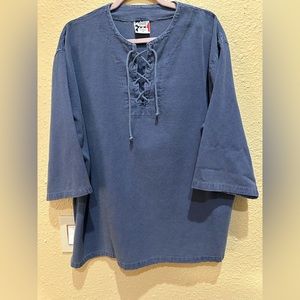 Drawstrings of Malibu 100% Cotton Lace Up Blouse